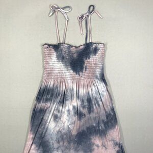 Becca Sundress Women's Medium Purple Tie Dye Mini Smocked Waist Tie Straps Boho